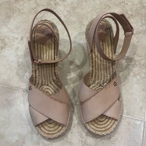 Tory Burch Pink Blush Leather Espadrille Sandals